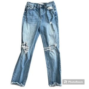 Kancan Estilo Jeans Size 27 Blue Vintage High Rise Destructed Slim Ankle Womens